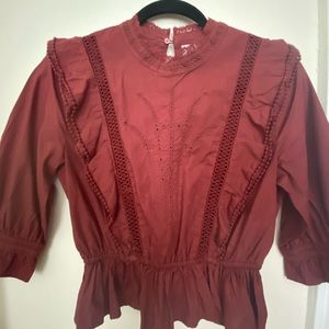 NWOT Sunday Best eyelet peplum blouse